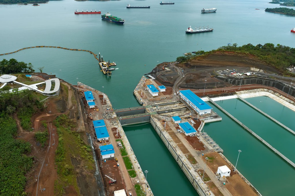 Aerial view of Panama Canal may 2016